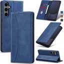 Jasonyu Flip Wallet Case for Samsung Galaxy S24 FE,Leather Magnetic Folio Cover with Card Holder,Kickstand - TPU Shockproof Durable Protective Phone Case,Blue