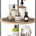 Fixwal Corner Bathroom Counter Organizer, 3 Tier Rustic Bathroom Organizer, Wood Countertop Storage Tray for Vanity, Kitchen, Bedroom (Light Brown)