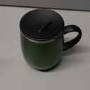 GRANDTIES Insulated Coffee Mug with Handle - Sliding Lid for Splash-Proof 16oz Wine-Glass Shape Thermal Tumbler with Double Walled Vacuum Stainless Steel to Keeps Beverages Hot or Cold-Green Metallic (15.6 Ounces)