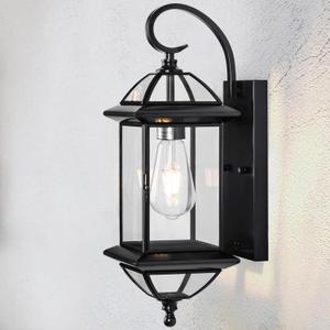 18" Large Black Copper Outdoor Wall Light Fixture, Oil-Rubbed Blackened Bronze Vintage Outside Wall Mounted Porch Lamp Waterproof, Exterior Sconce for Patio Garage Front Door (Bulb Not Included)