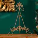 13.8" H Fleur-de-Lis Easel Stand,Metal Book Stand, Plate Holder Display Stand, Picture Frame Stand, Home Decor (Bronze)