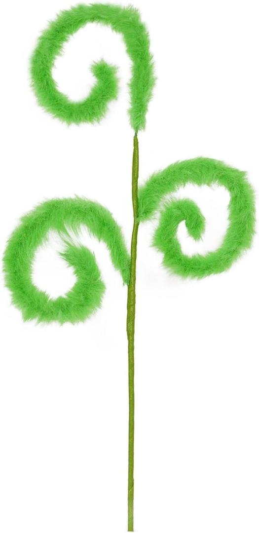 TBD 6Pcs Green Furry Christmas Ornaments Christmas Decorations Christmas Tree Toppers Picks, Green Fuzzy Plush Twigs, Bendable Tree Decor