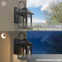 2 Pack Solar Outdoor Wall Lights for Fence Front Door Waterproof Dusk to Dawn Motion Sensor LED Sconce with 3 Modes,3000K E26 Bulb Included,Exterior Porch Lamps Wall Mount Patio Decorative