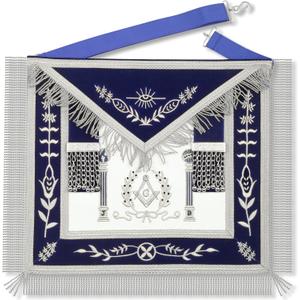 Masonic Master Mason Apron Silver Embroidery 14x16