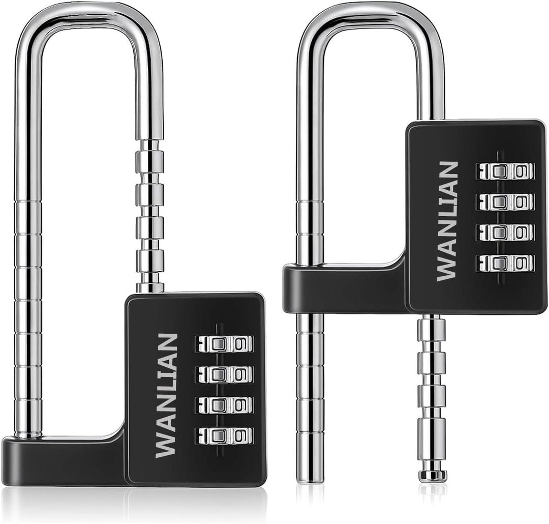 Wanlian Combination Lock,4 Digit Combination Lock 3/8Inch Long Shackle Outdoor Waterproof Padlock for School Locker, Gym Locker, Hasp Storage, Fence, Gate, Cooler, Case (Black, 1 Pack)