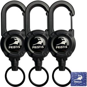 Pristis Heavy Duty Zinger Retractors, Saltwater Resistant 28" Stainless Steel Wire Retractable Badge Holder, Keychain Lanyard