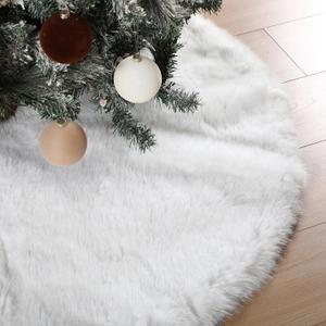 48 Inch Thick Faux Fur Christmas Tree Skirt, Plush Luxury Soft Tree Skirt for Home Xmas Party Holiday Indoor Decor (48-inch,4.4 Lb/ 2000 g,White)