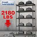 WORKPRO 5-Tier Storage Shelf, 72" H Heavy Duty Adjustable Garage Shelving Unit 2180LBS Capacity, for Basement, Kitchen, Pantry, 27.6Wx11.8Dx60H, Black