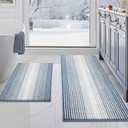 Bathroom Rugs and Mats Sets, 2 Piece Thick Absorbent Chenille Non Slip Soft Shaggy Floor Mats Machine Washable (22" x 58" Plus 20" x 31", Navy)