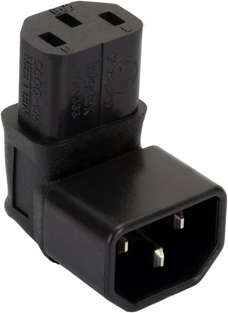 3 x C14 to C13 Power Adapter IEC 320 Male C14 to C13 Down Direction Right Angled 90 Degree IEC Female Power Extension Adapter Wall-Mounted LCD TV