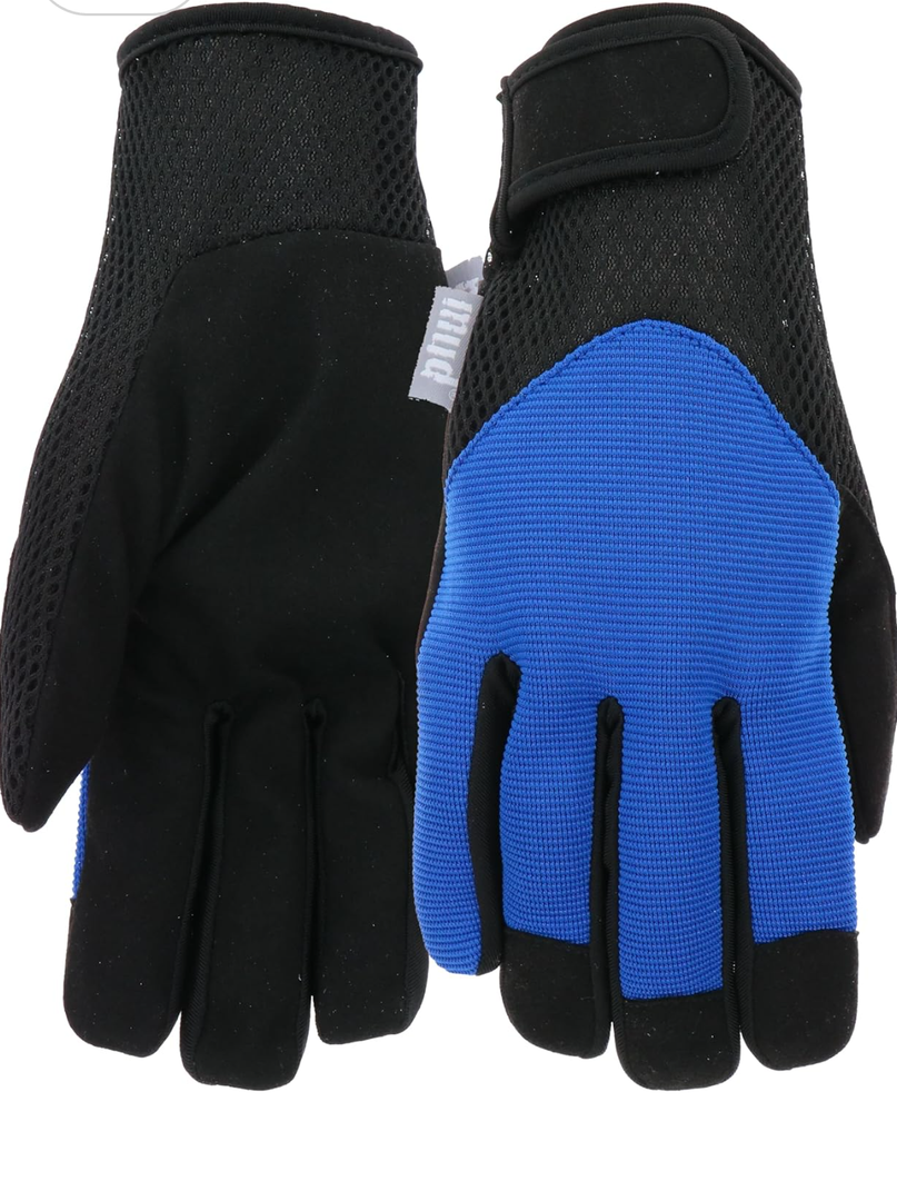 MUD Tough Men's Gardening Gloves, Synthetic Leather, Breathable Spandex, High Dexterity, True Blue, Large/X-Large (MD52021TB-LXL)
