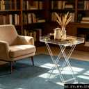 Furniture Acrylic Folding Tray Table,Small Side Table,Lucite End Table,Clear,Modern,13Dx19''Wx23''H, 1-tier-a