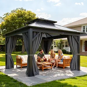 YITAHOME 10X10FT Polycarbonate Gazebo Outdoor Patio Double Top Canopy