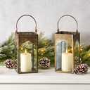 LampLust Lantern Candle Holder, 2 Pack, 6.5 Inch Candle Lantern Centerpieces for Tables, Ramadan Lanterns for Table Top Decor, Ramadan Decorations for Home, Wedding Table Decor, Moroccan Lantern (Nama)