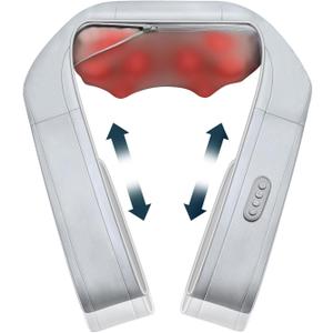 Nekteck Neck Massager for Pain Relief, Shiatsu Back Massager with Adjustable Heat and Arm Straps, Electric Deep Tissue 3D Kneading Massage Tools for Shoulder Muscle (Pale Grey)