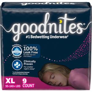 GoodNites Youth Absorbent Underwear X-Large 95 to 140 lbs. 55593, 36 Ct