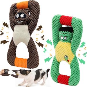 Squeaky Dog Chew Toys for Aggressive Chewers, Dog Toys for Large Medium Small Breed, Indestructible Tough Durable Dogs Toys Interactive Puppy Teeth Clean Natural Rubber(Raccoon & Zombie)