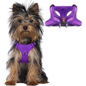 Dog Harness Step in Dog Vest Harness, Reflective Adjustable Puppy No Pull Harness Breathable Soft for Small and Medium Dogs Cats, Purple, XXS