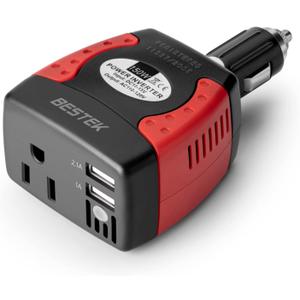 BESTEK 150W Power Inverter 12V to 110V Voltage Converter Car Charger Power Adapter with 3.1A Dual USB Charging Ports (MRI1511U)