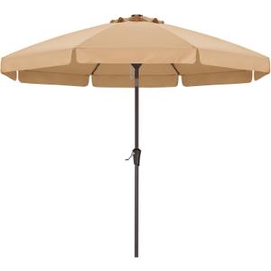 ABCCANOPY Patio Umbrella 9ft, Outdoor Table Umbrella with Push Button Tilt and Crank, 8 Ribs Umbrella for Patio Pool Garden Deck (Khaki)