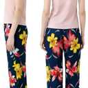 Womens Pajama Sets Short Sleeve Lounge Set Soft Floral Print Pjs Pants V Neck Loungewear Summer 2 Piece Sleepwear