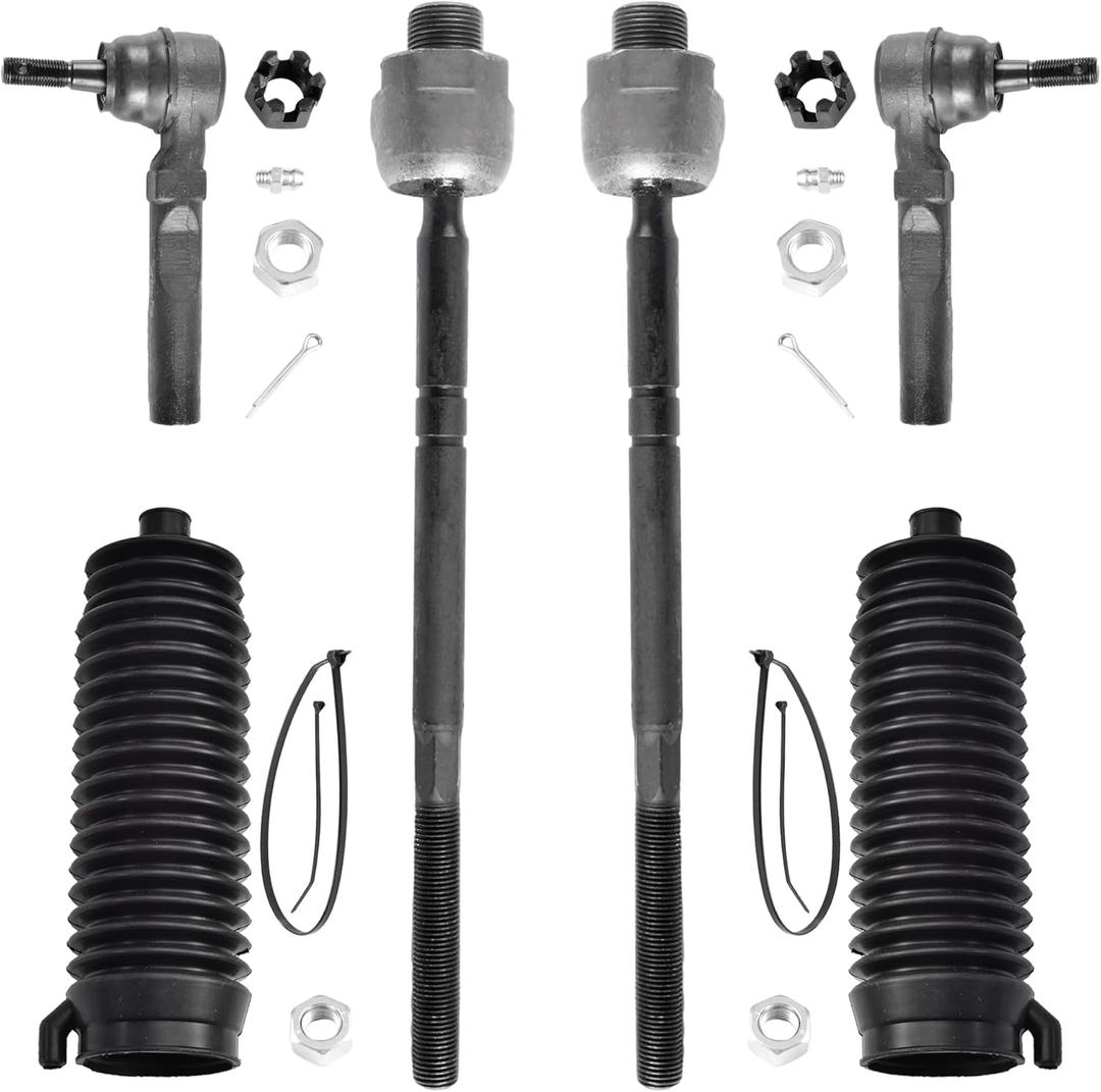 6pcs Front Steering Kit Tie Rod End Inner and Outer and Boots for 2WD Chevy Silverado 1500 GMC Sierra 1500 1999-2006