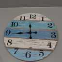 Beach Themed Blue Wall Clocks Battery Operated Silent Non-Ticking, Vintage Round Rustic Coastal Nautical Clock Decorative for Home Kitchen Living Room Office Bathroom Bedroom(10 Inch) (10 inches, A-blue,white)