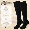 Premium Coton Compression Socks for Women&Men 15-20mmHg Knee High Sock for Nurses, Flying, Travel, Pregnancy (Black, XL)