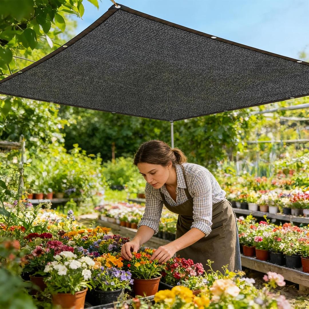 Shade-Cloth 85-90% for Garden Greenhouse Plants 12x18 FT, Black Sun-Block Shade Cover Mesh Tarp with Grommets Sun Shade Canopy for Outdoor Pergola Patio Flower Lawn Kennel Chicken Coop