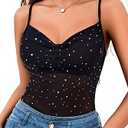 Avidlove Women's Mesh Camisole Cowl Neck Tank Top Cami Sequin Basic Tank Shirt Blouses XS