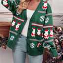 LUKYCILD Ugly Christmas Cardigan Sweaters for Women Button Down Sweaters with Pockets Open Front Knit Cardigan Funny Sweater (Green)