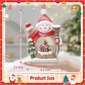 Snowman Christmas Decorations Classic Resin Snowman Figurines with LED Lights, Ideal Indoor Decorations for Home That Can be Used for Christmas Table Decor