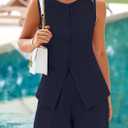 PRETTYGARDEN Women's 2 Piece Sets 2026 Summer Trendy Button Down Suit Vest Tops High Waisted Shorts Business Casual Outfits (Blue, S)