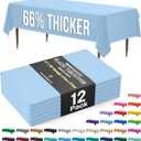 Exquisite 66% Thicker Premium Plastic Table Cloth Rectangle Table Cover 0.5 Mil 12 Pack Light Blue Table Cloth 54 Inch x 108 Inch Disposable Tablecloth Won't Tear Easily Like Cheap Thin Brands