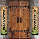 ArtCreativity Welcome Wizards Door Banner - 2 Pieces - 4 Feet Long Wizard Banner - Polyester Magic Party Banners with Dowels and String for Easy Hanging - Wizard Party Door Decorations - Door Sign Set