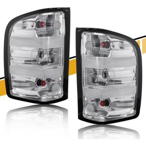 Tail Light Assembly Pair Compatible with Silverado 07-13 1500 | 07-14 2500HD 3500HD, Replaces 25958482 25958483, w/Bulb Harness, Left and Right Side, White Housing Red Border (Driver and Passenger Side-Clear)