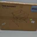 Twin Bassinet for 2 Babies, 6-Height Adjustable Bedside Attaches to Adult Bed, Inclined Crib to Reduce Spit-Up, Holds 88lbs with Wheels, Tool-Free Setup,Removable Mattress (Dark Gray)