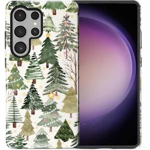 Case Compatible with Samsung Galaxy S25 Ultra - Hybrid Durable Shockproof Phone Cover, Phone Cases for Woman Girl Boy Man - Christmas Tree Forest