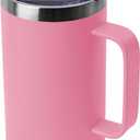 DOMICARE 24oz Mug with Handle and Lid, Stainless Steel Coffee Mug, Reusable Insulated Cup, Travel Mug with Handle, Double Wall Vacuum Coffee Tumbler for Men and Women, Pink, Pack 1