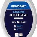 Highcraft W4TSPE Elongated Plastic Toilet Seat Slow Close ? Easy Remove, White