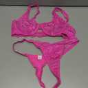 Lilosy Sexy Floral Lace Scallop Underwire Push Up Sheer Lingerie Set Outfits M