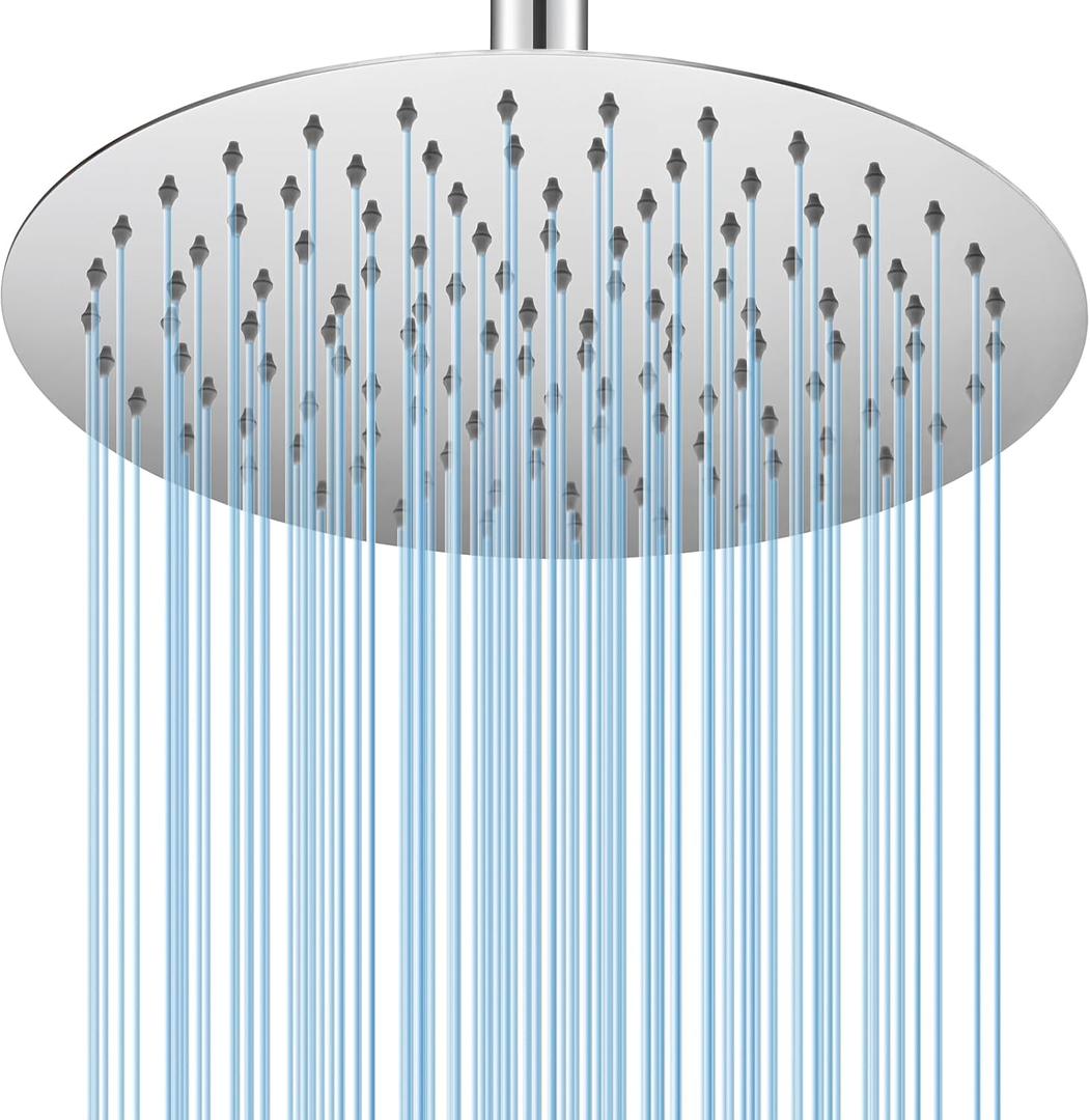 BSTIIU 12 Inch Round Rainfall Shower Head, High Pressure Overhead Shower Heads, Wall Ceiling Mounted Ultra Thin Stainless Steel Shower Head, Chrome