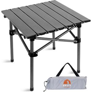 Opliy Folding Camping Table,Portable Table for 1-2 Persons -Collapsible Table Lightweight with Carry Bag for Camping, Hiking, Picnics, BBQs, Beach Trips & Tailgating(16.5 inch). (Metal Gray)