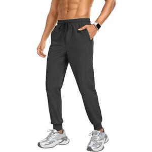 Men's Sweatpants Athletic Pants Joggers with Zipper Pockets Lightweight Quick Dry Workout Track Pants for Gym Running (Black, XXL)