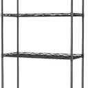 Homdox 6-Tier Storage Shelf Wire Shelving Unit Free Standing Rack Organization with Caster Wheels, Stainless Side Hooks, Black, 21.26*11.42*72.05 inch