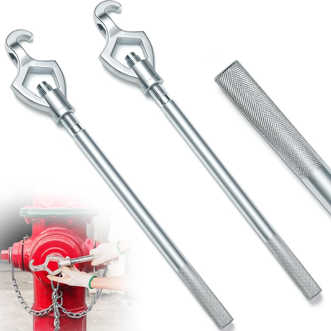 Tandefio 2 Pcs Fire Hydrant Wrench, 1-1/2" to 3", Silver