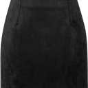IDEALSANXUN Womens High Waist Plaid Skirt Bodycon Pencil Wool Mini Skirts (Large, Suede Black)