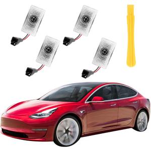 Car Door Logo Projector Puddle Lights Ultra-Bright Welcome Light 3D Laser Ghost Shadow Light Compatible with Model 3 Y S X Accessories (for TTEE-SS-LL-aa, 4)