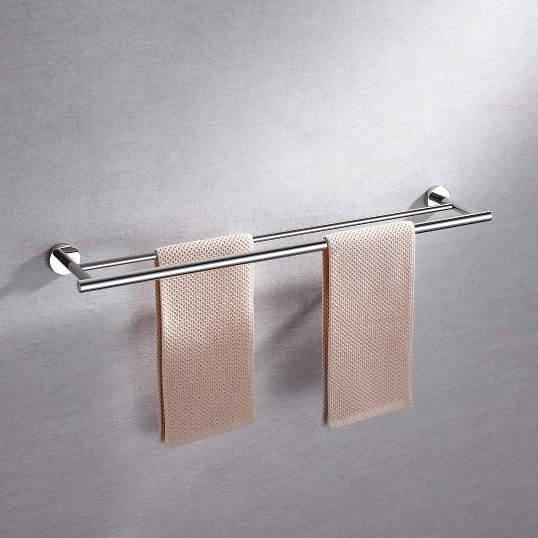 Miyili Double Towel Bar 30-Inch Stainless Steel Bathroom Towel Rack Holder Wall Mount Polished Finish