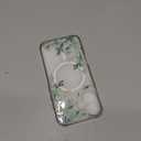 RALEAVO for iPhone 17 Case Compatible with MagSafe Clear Floral Cover with Green Leaves Pattern for Girls Women Slim Cute Hard Back Shockproof Phone Case for iPhone 17,Transparent